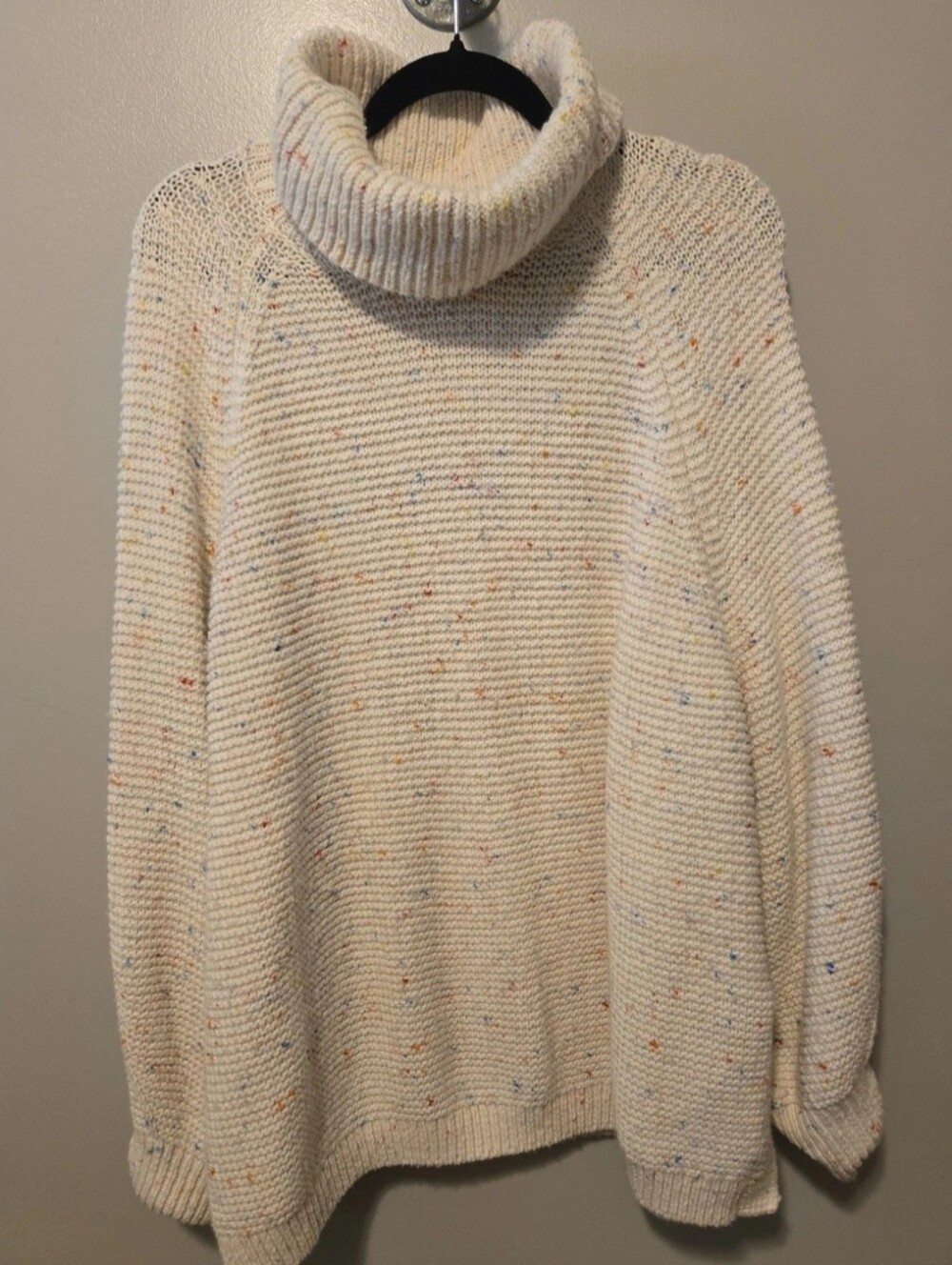 Lou & Grey Ivory Rainbow Chip Turtleneck Sweater Women's Sz. XL